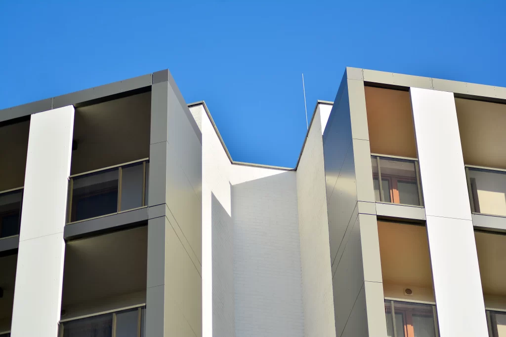 modern apartment building sunny day exterior residential house facade